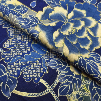 金彩牡丹と桜（藍紺）！義若オリジナルの鯉口シャツとダボシャツ